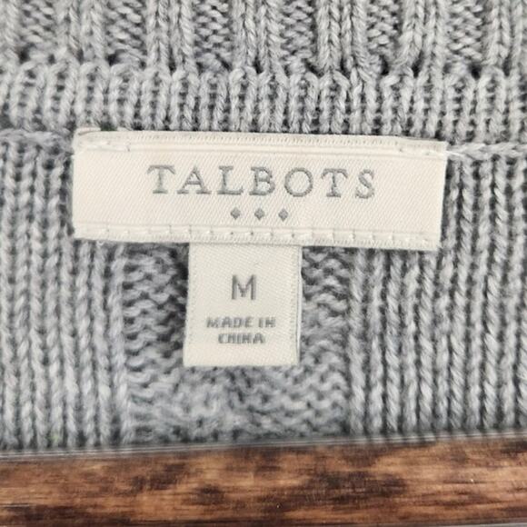 Talbots Gray Cable Knit V-Neck Sweater Womens Size Medium M - Picture 3 of 4